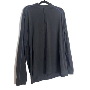 tasc 1/4 Zip Pullover Mens Medium Black Blue Bamboo Long Sleeve Shirt